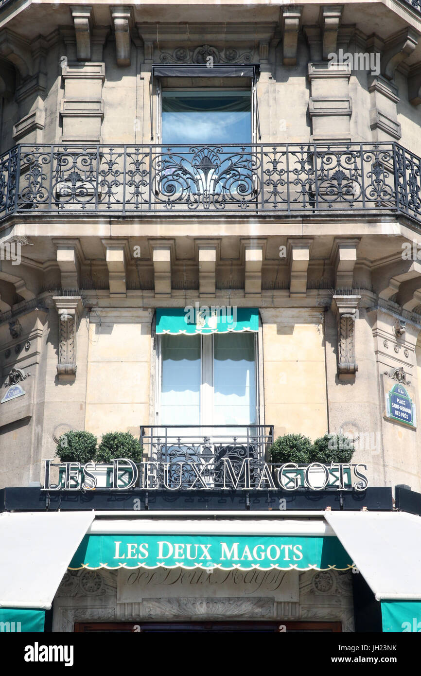 Les Deux Magots. Brasserie in Paris.  France. Stock Photo