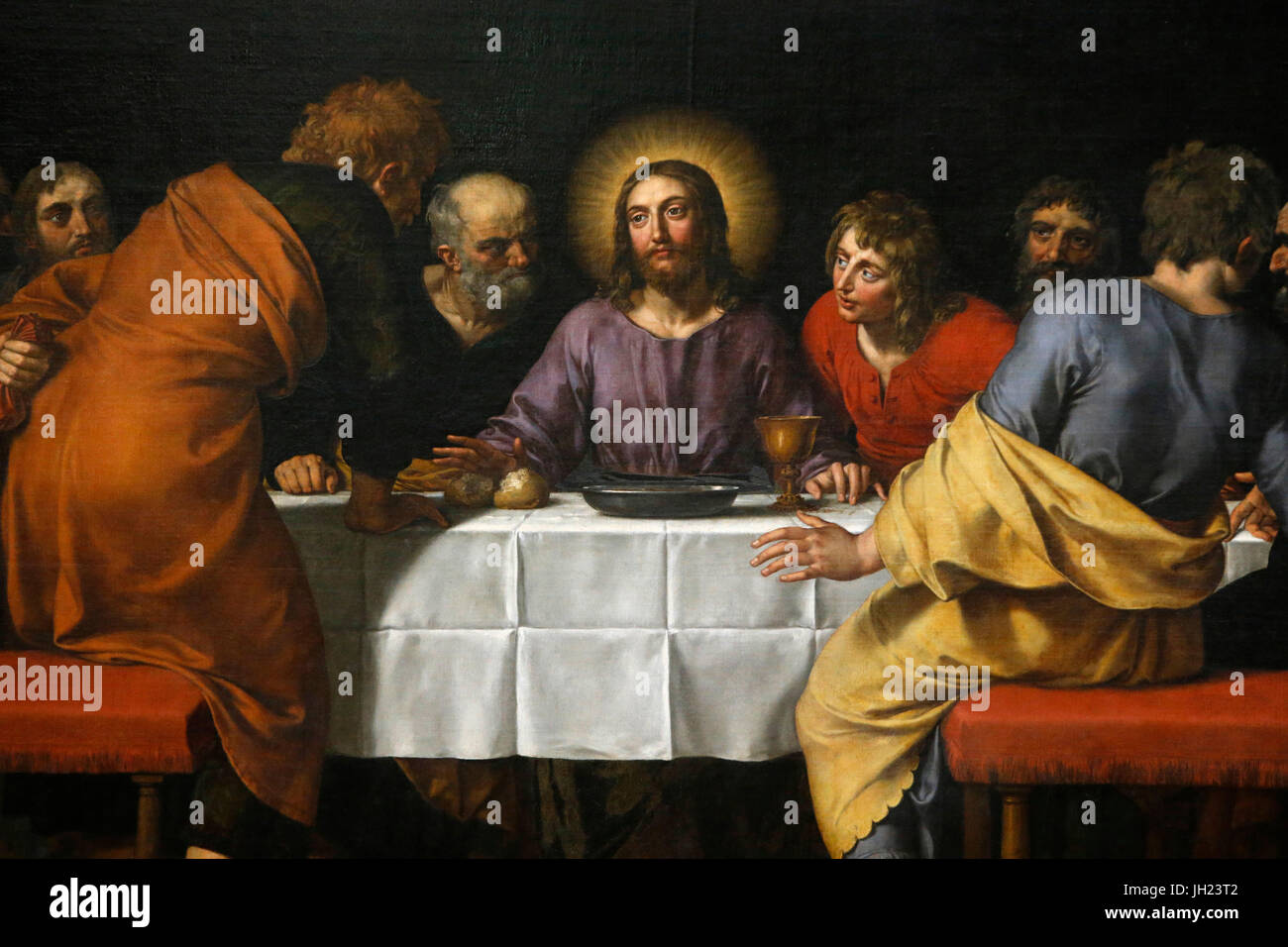 Louvre museum. Frans II Pourbus, The Last Supper. 1618. Detail. Stock Photo