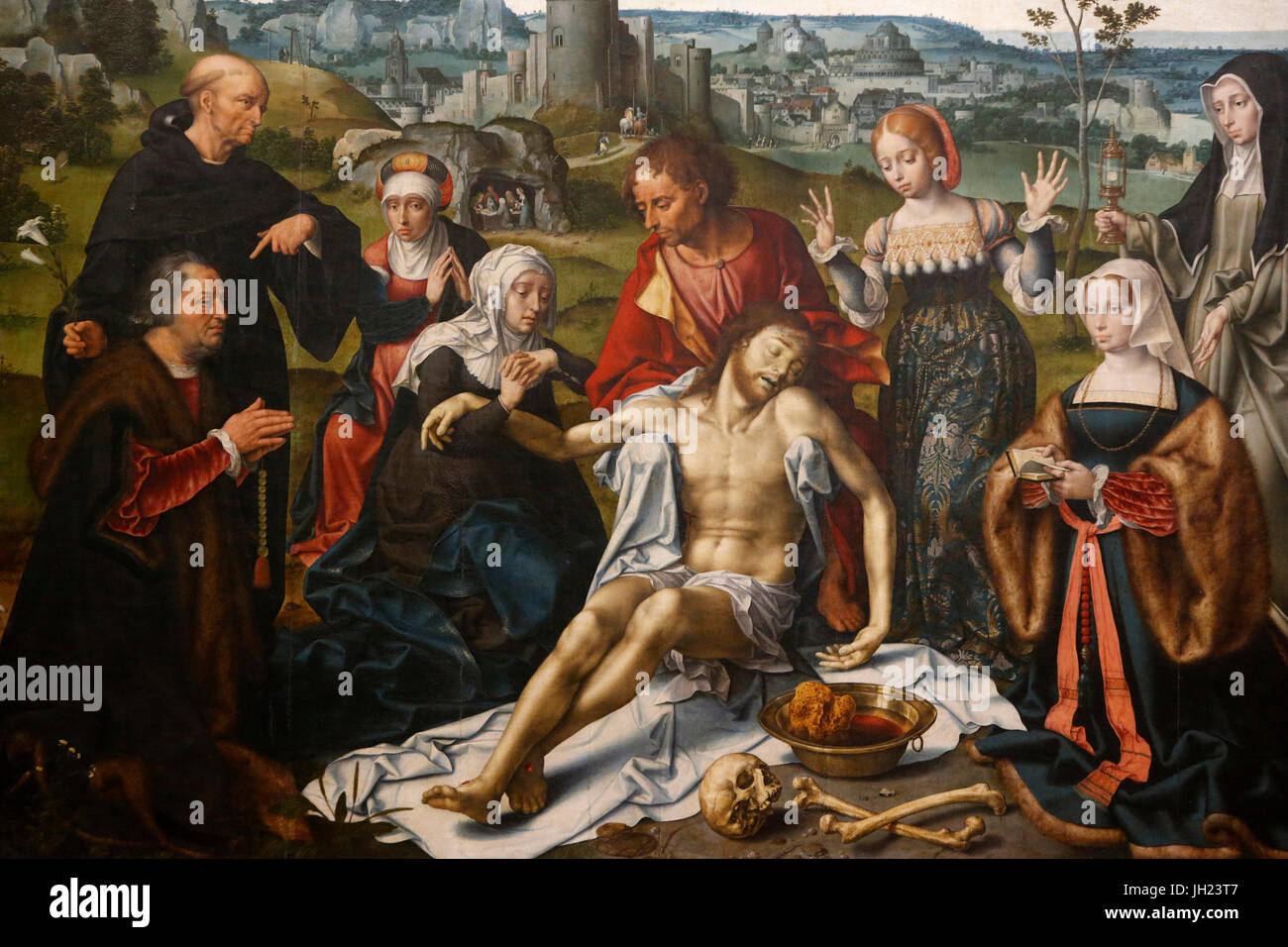 Louvre museum. Altarpiece. Descent from the cross. Joos van Cleve. Towards 1485. France. France. Stock Photo