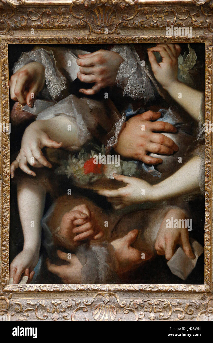 Louvre museum. Study of hands. Nicolas de Largillierre. Oil on canvas, c. 1715. France. Stock Photo
