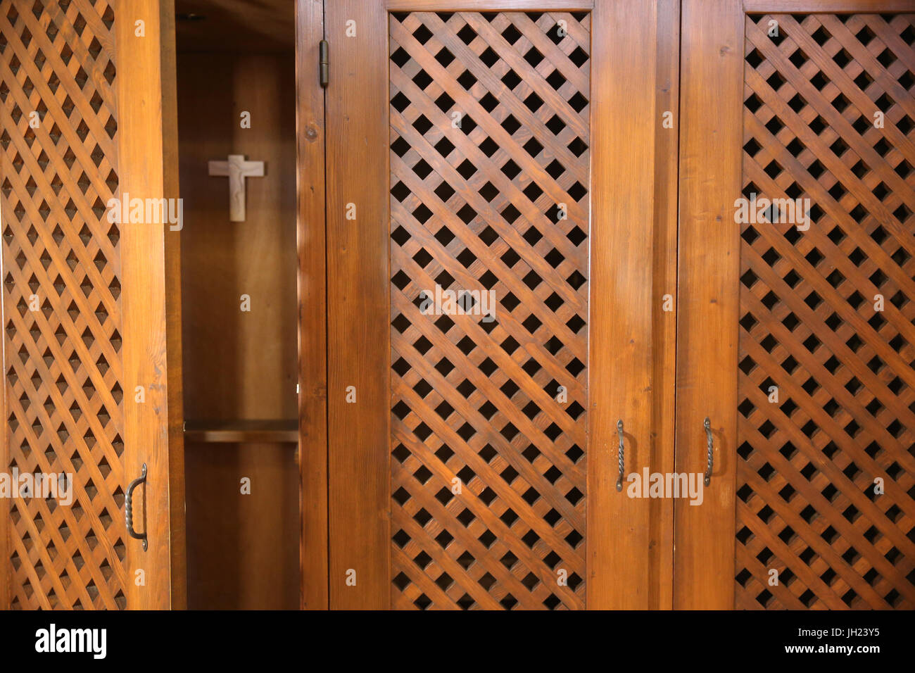 Restoration of Saint Gervais baroque church.  Confessional.  France. Stock Photo
