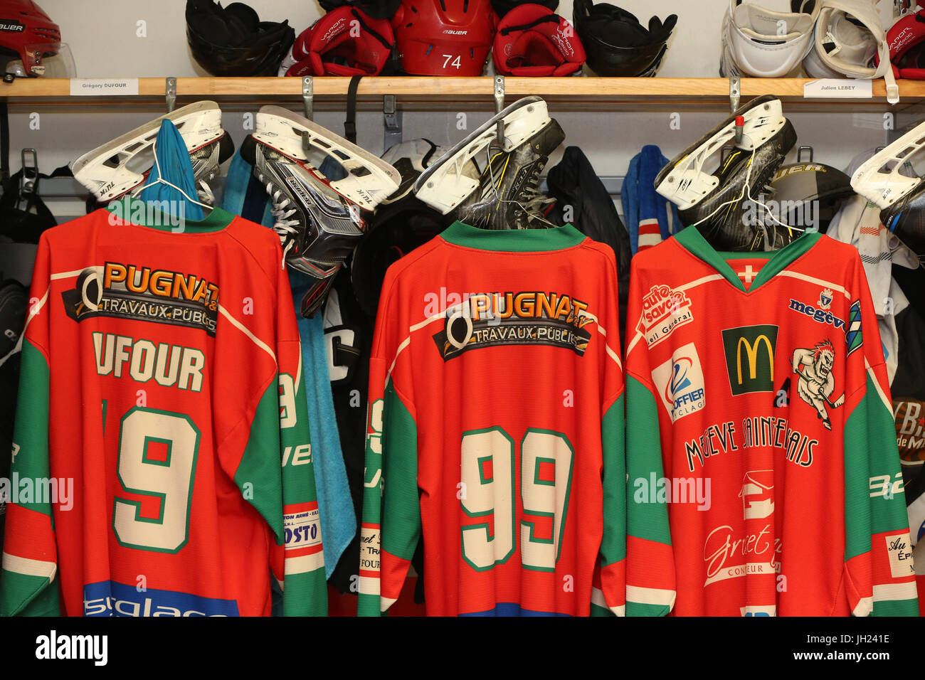 Ice Hockey. Locker room. France Stock Photo Alamy