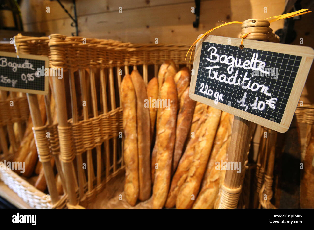 Bakery. French baguettes.  France. Stock Photo