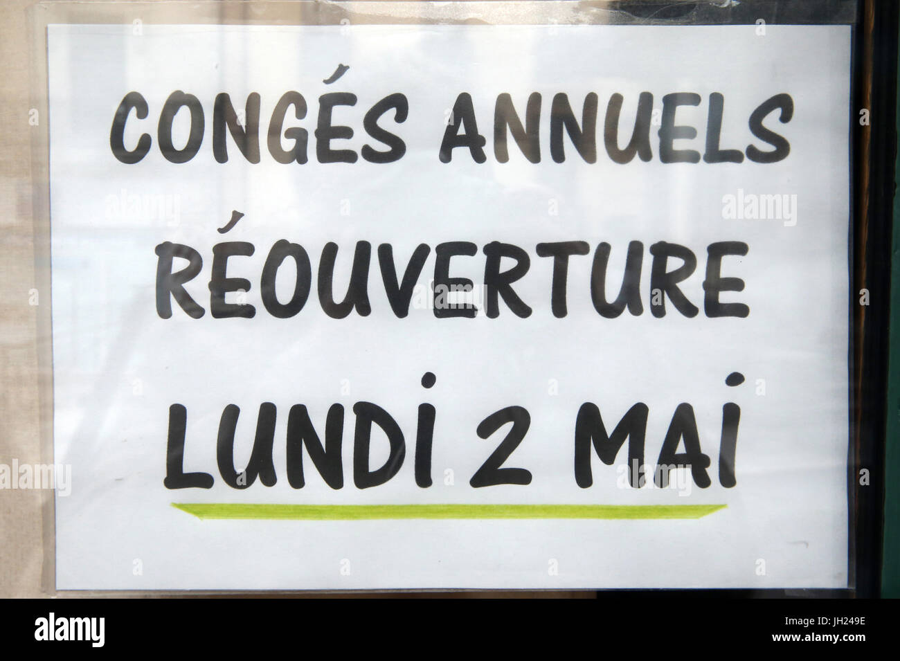 Fermeture pour congŽs annuels. France. Stock Photo