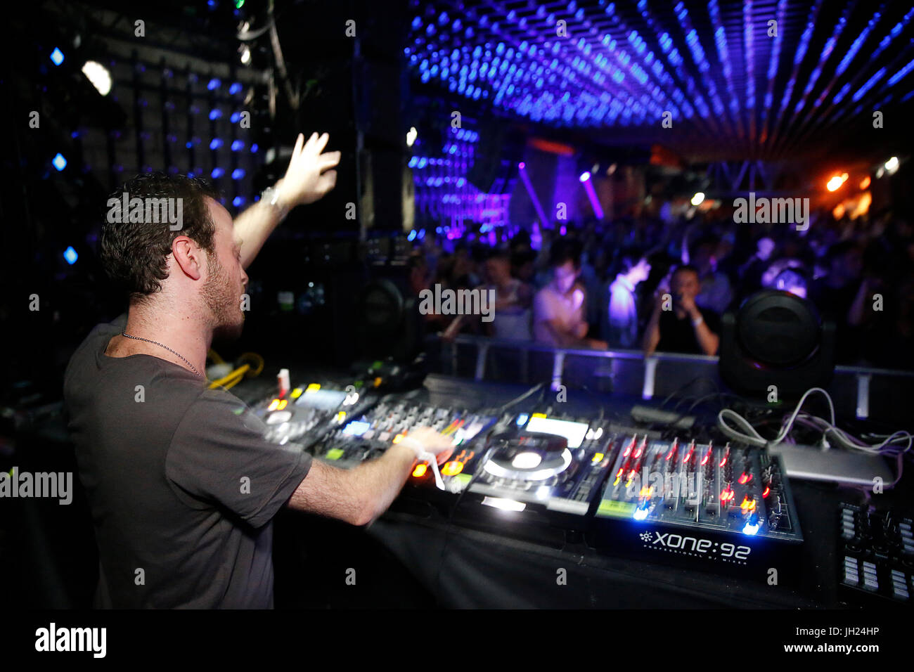 D.J. in a Paris night club. France. Stock Photo