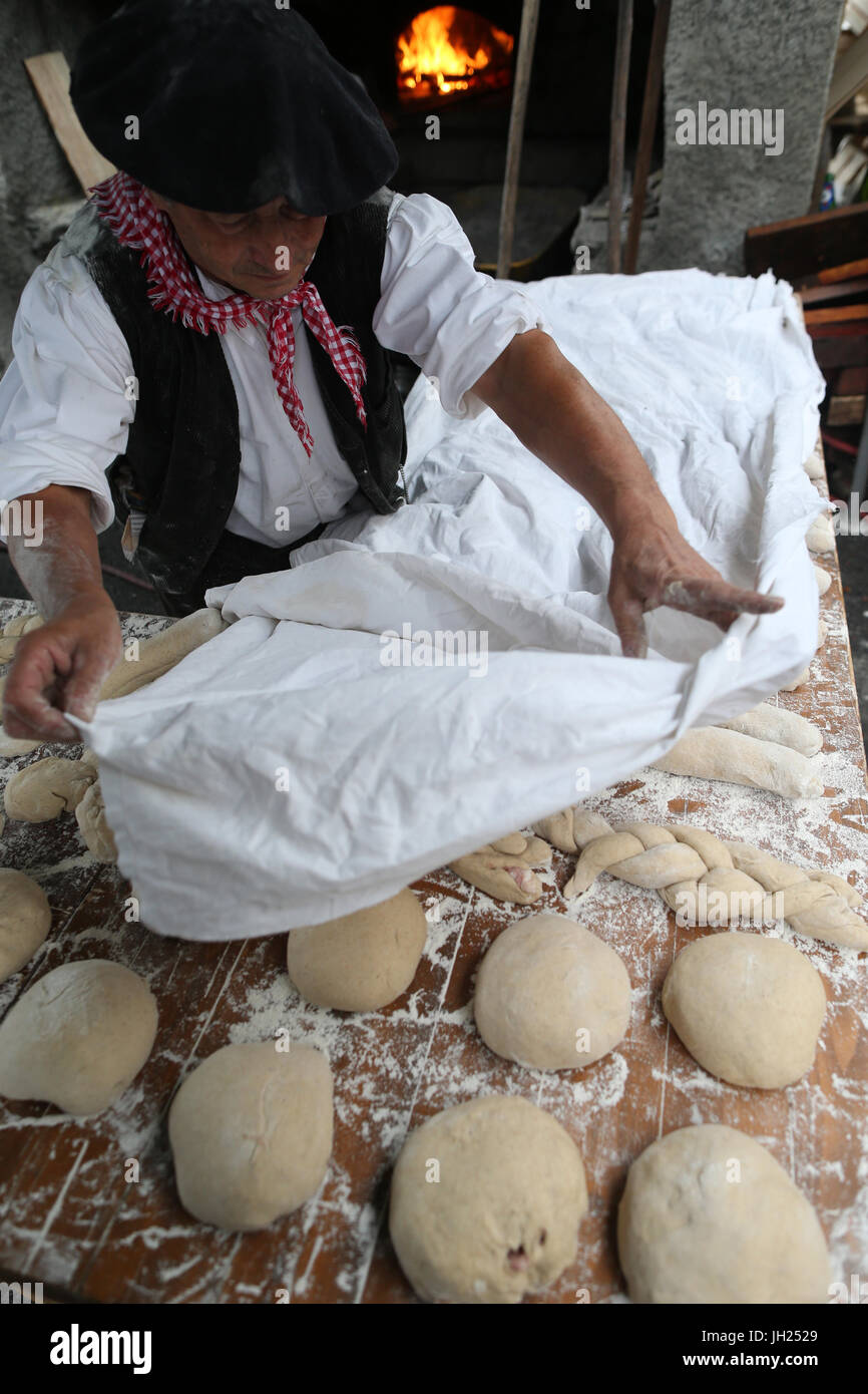 Old Domancy craft festival.  Traditional bread making.  France. Stock Photo