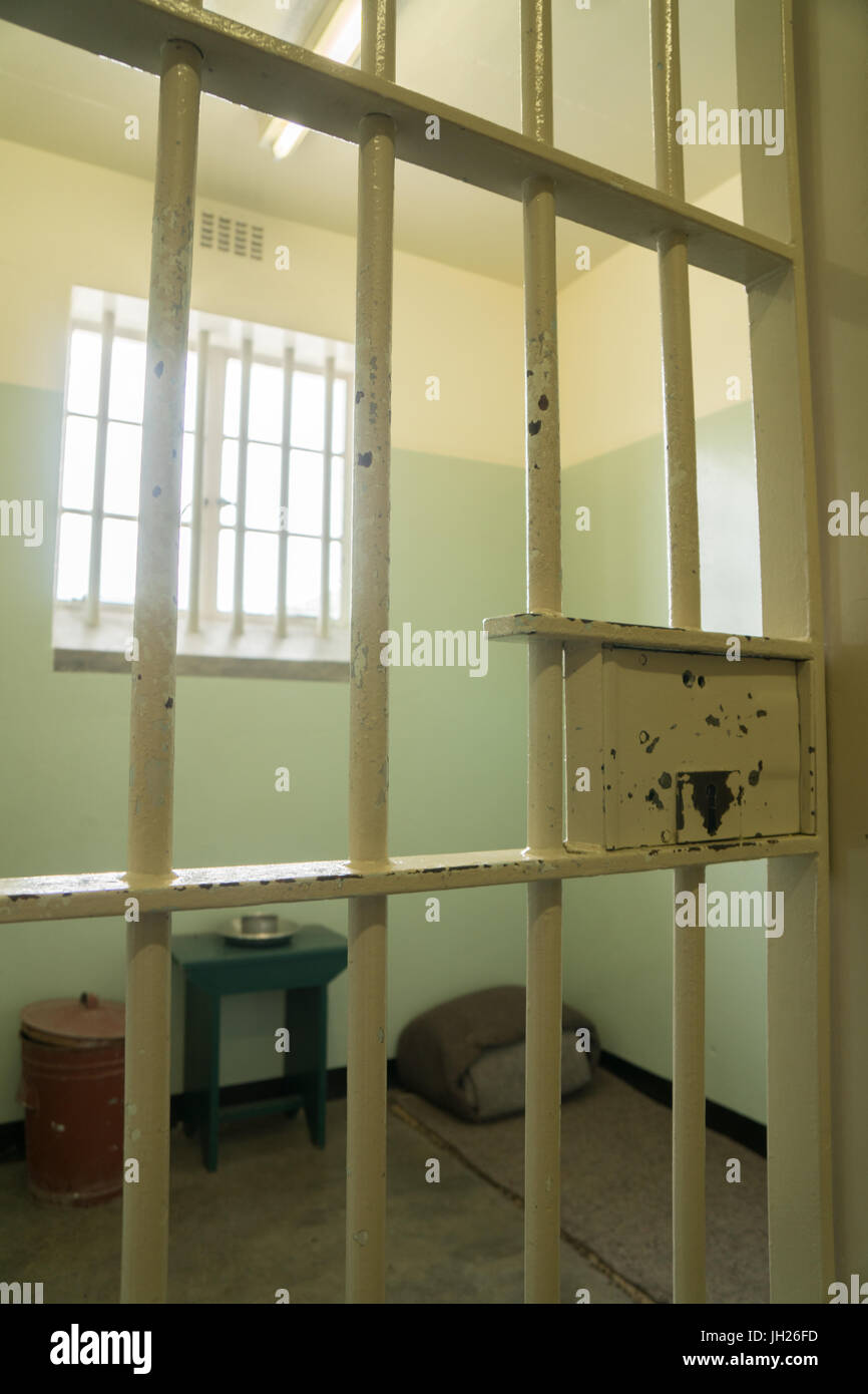 Nelson Mandela's cell for 27 years, Robben Island, UNESCO World Heritage Site, Cape Town, South Africa, Africa Stock Photo