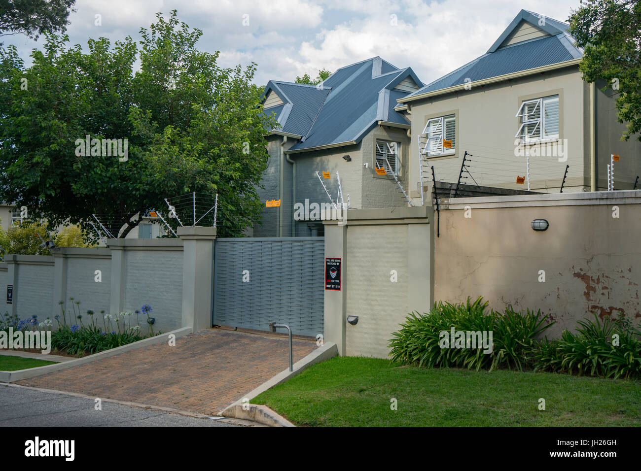 Typical major security precautions taken in prosperous residential Northern Suburbs, Johannesburg, South Africa, Africa Stock Photo