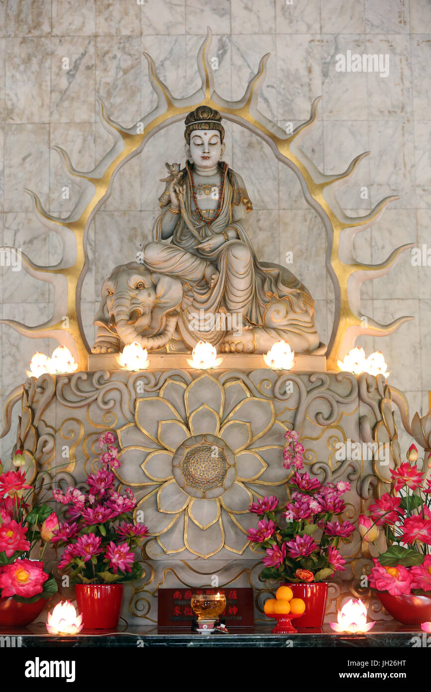 Kong Meng San Phor Kark See Monastery. Hall of great compassion. Samantabharda Bodhisvattva. Singapore. Stock Photo