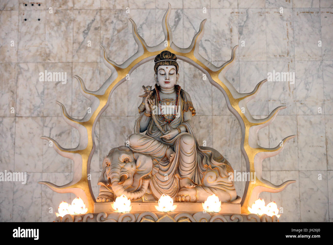 Kong Meng San Phor Kark See Monastery. Hall of great compassion. Samantabharda Bodhisvattva. Singapore. Stock Photo