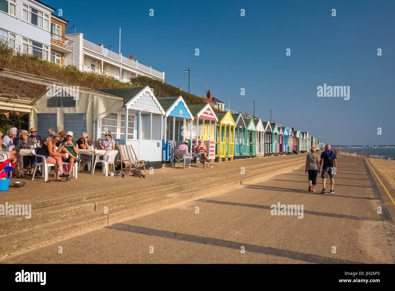 Beach huts, Promenade, Southwold, Suffolk, England, United Kingdom, Europe Stock Photo