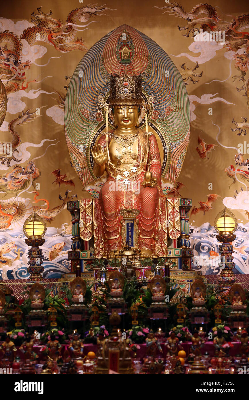 Buddha Tooth Relic Temple in Chinatown. Buddha Maitreya - the Future Bouddha.  Singapore. Stock Photo
