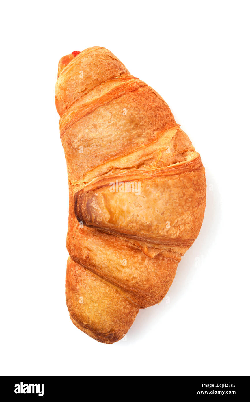 Croissant shot from above isolated on white background. Stock Photo
