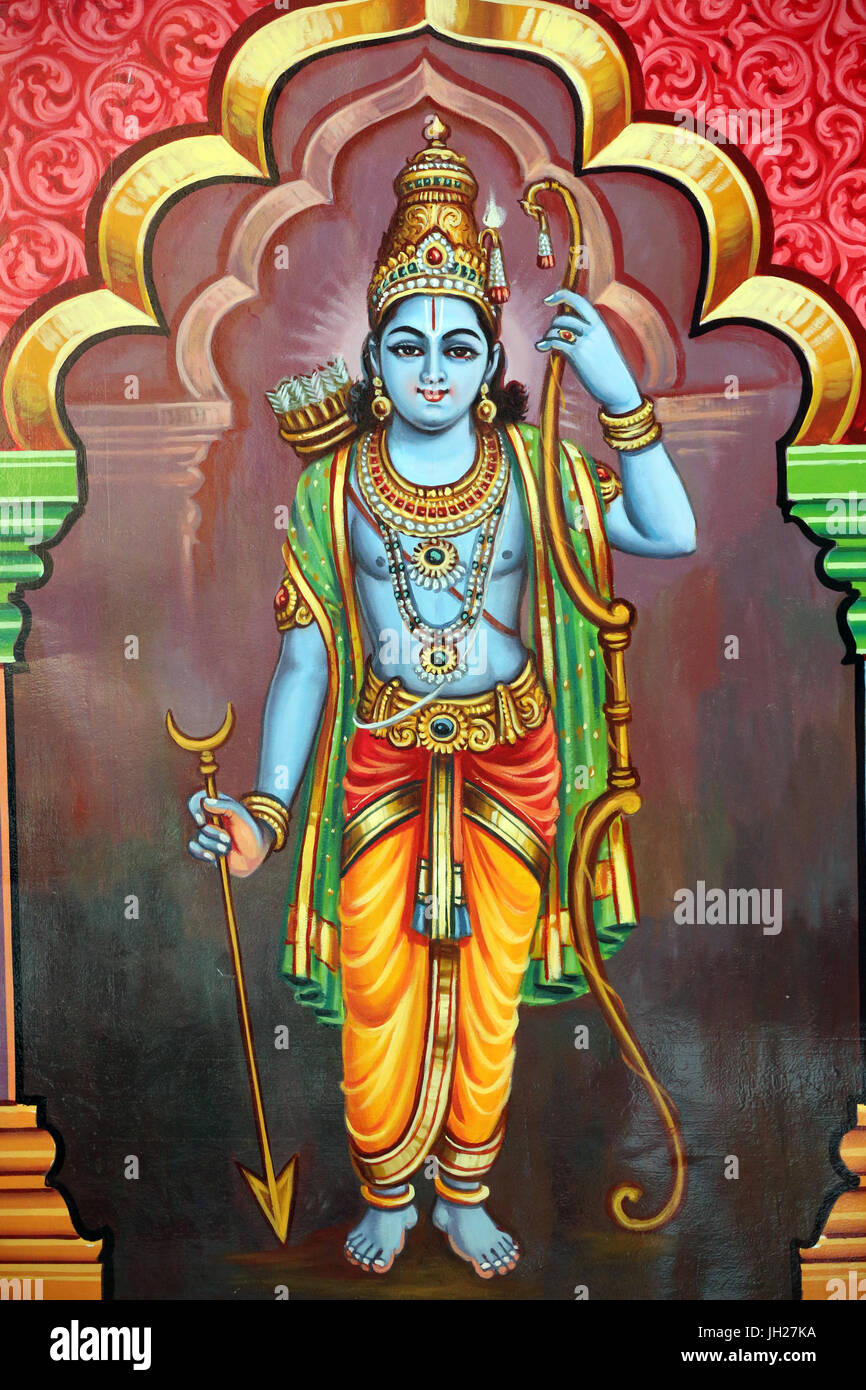 Sri Vadapathira Kaliamman hindu temple. Avatar of Vishnu.  Lord Rama 7th incarnation.  Singapore. Stock Photo