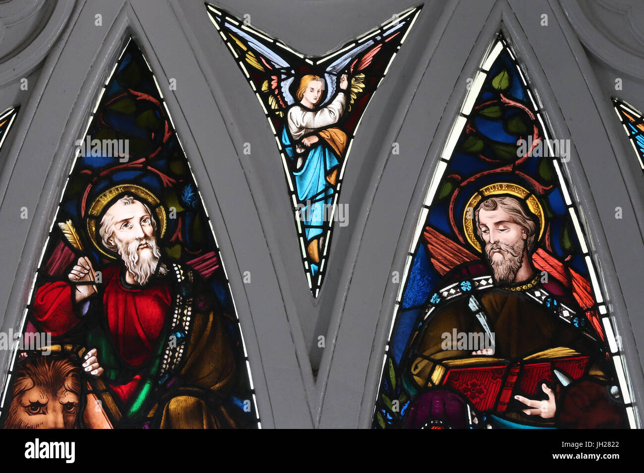 St Andrew's cathedral.  Stained glass window. St John and St Mark. Singapore. Stock Photo