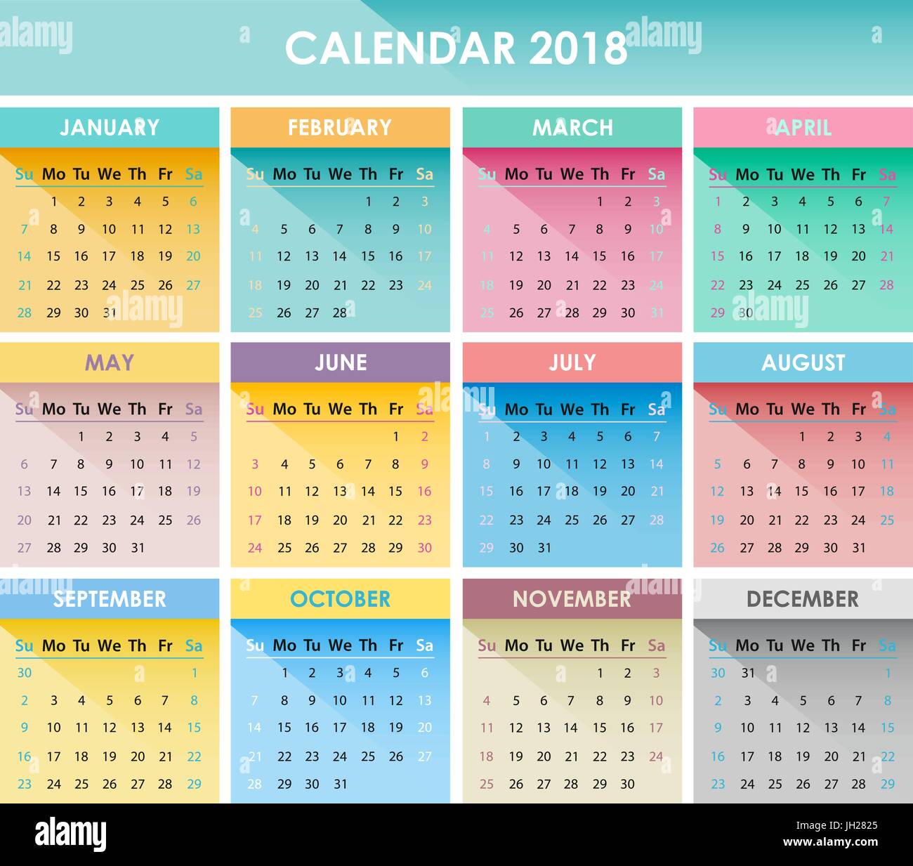 2018 calendar Stock Vector Images - Alamy