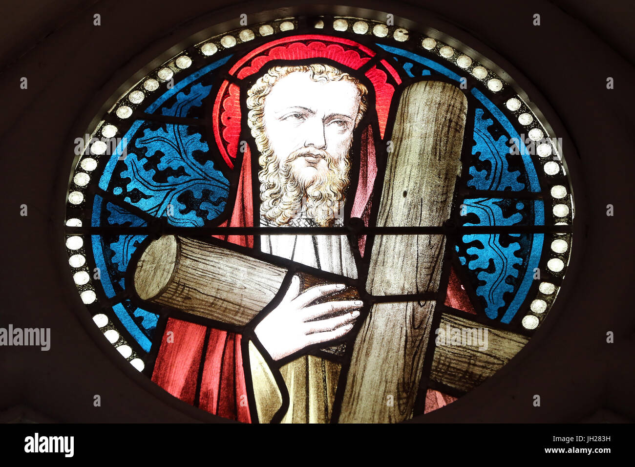 Chijmes. Stained glass window. Saint Andrew. Singapore Stock Photo Alamy