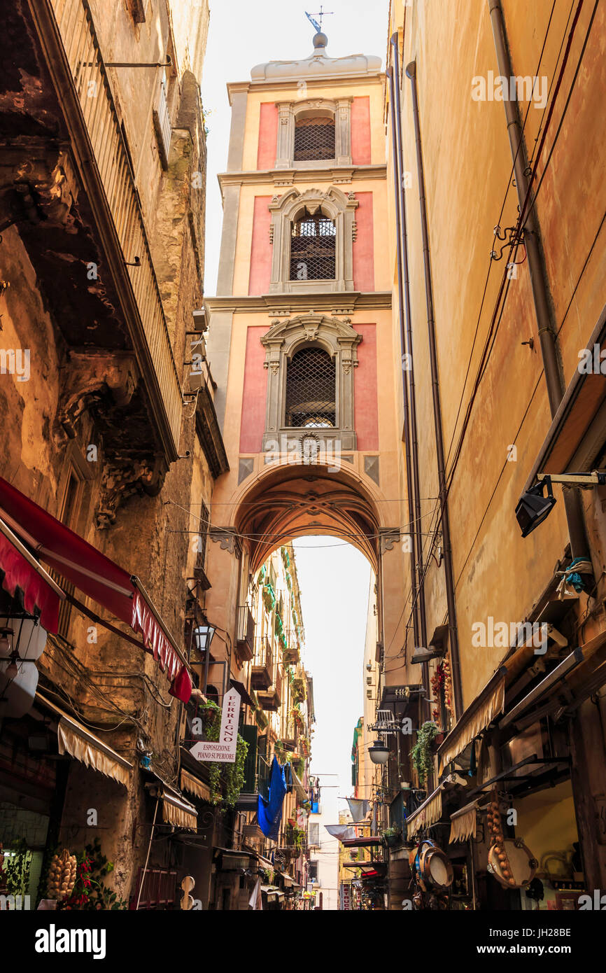 Via San Gregorio Armeno, famous for presepi (Christmas cribs), City of Naples Historic Centre, UNESCO, Campania, Italy Stock Photo