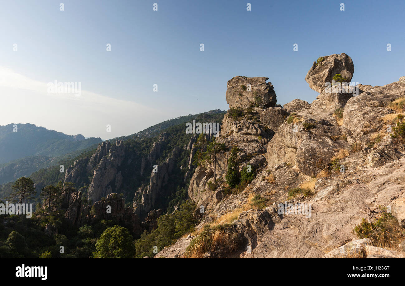 The shaped rocks in the Natural Park of the L'Ospedale massif, Piscia Di Gallo, Zonza, Southern Corsica, France, Europe Stock Photo