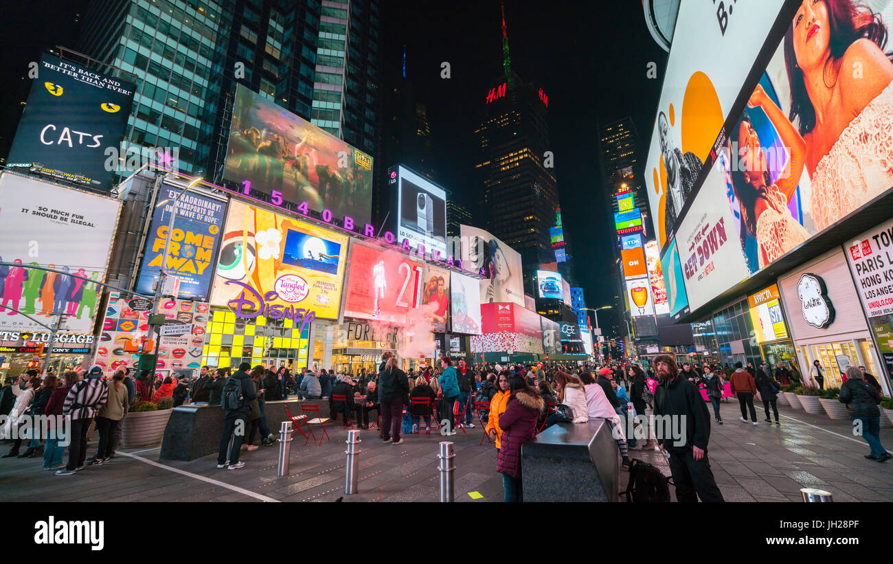 Times Square by night, New York City, United States of America, North America Stock Photo