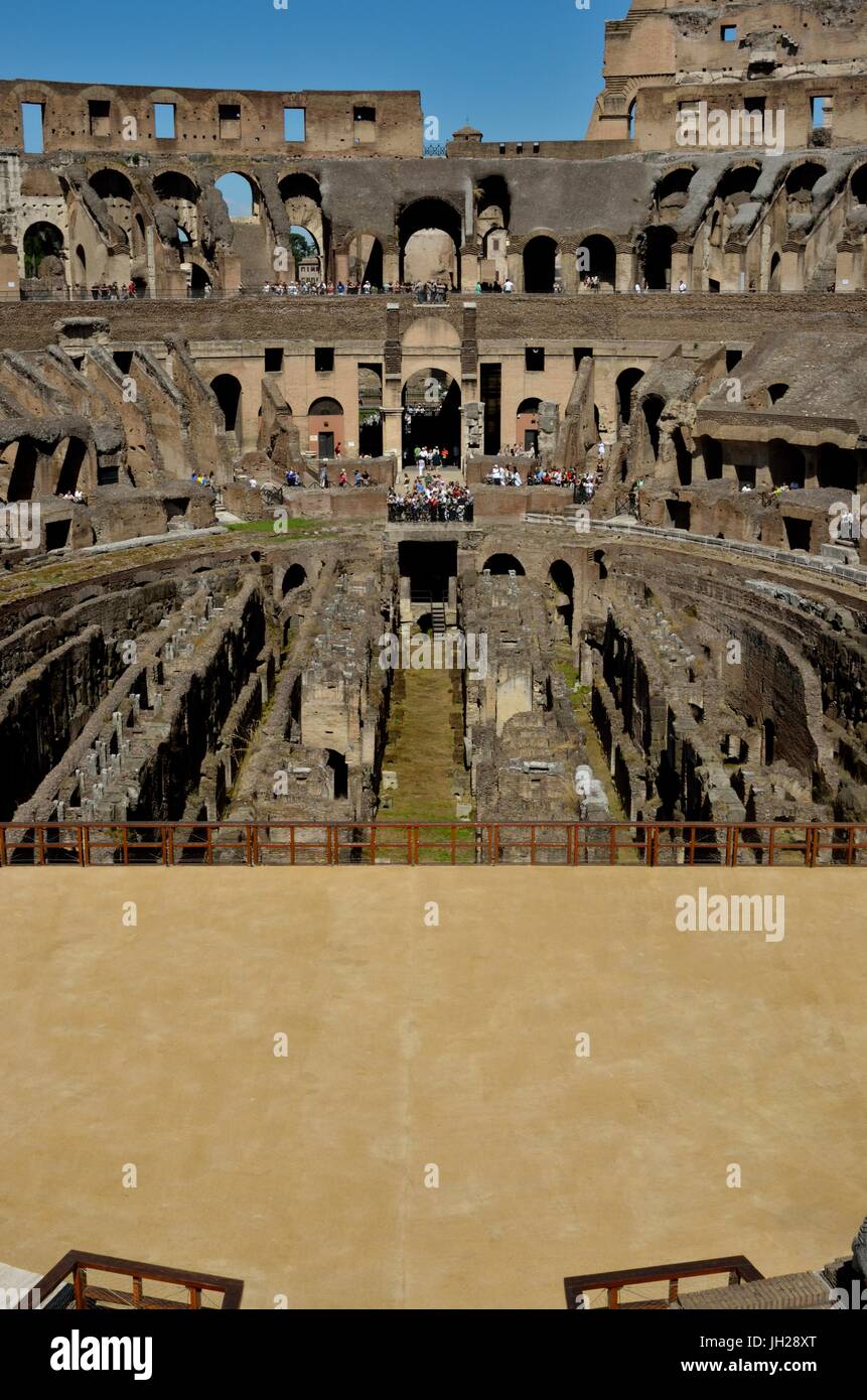 Interior partial view of The Colosseum. It is an oval amphitheater