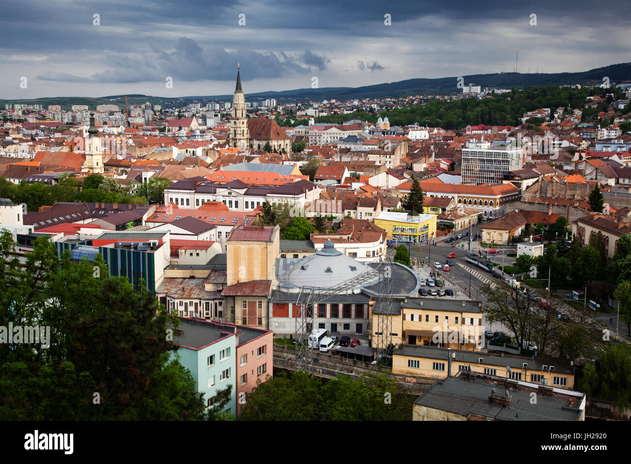 Elevated city view from the citadel with people hi-res stock ...