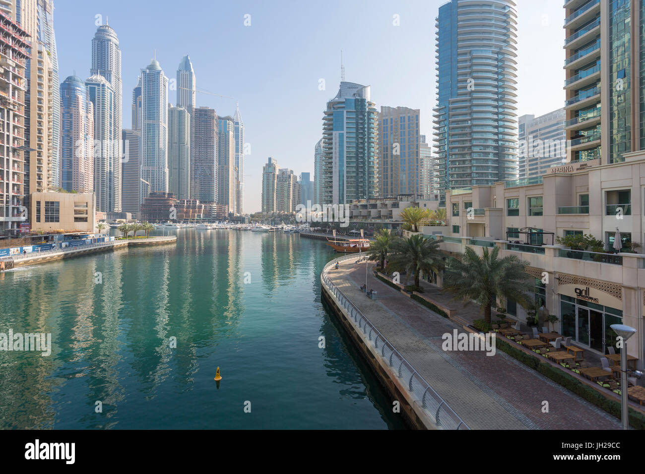 View of tall buildings in Dubai Marina, Dubai, United Arab Emirates, Middle East Stock Photo