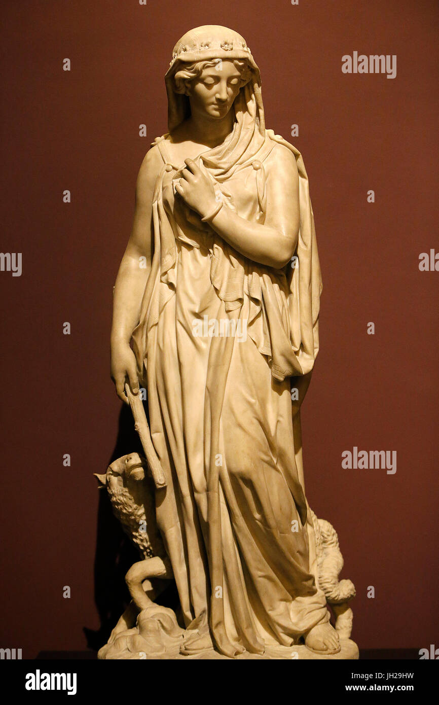 The Victoria and Albert Museum. John Thomas. Rachel, the daughter of Laban. Marble. Exhibited in 1856. United kingdom. Stock Photo
