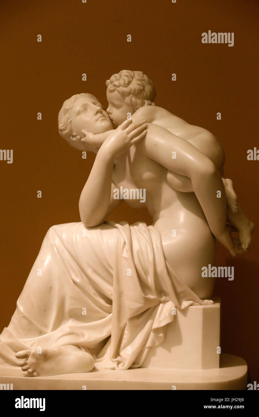 The Victoria and Albert Museum. Edward Hodges Baily. Maternal Affection. 1837. Marble. United kingdom. Stock Photo