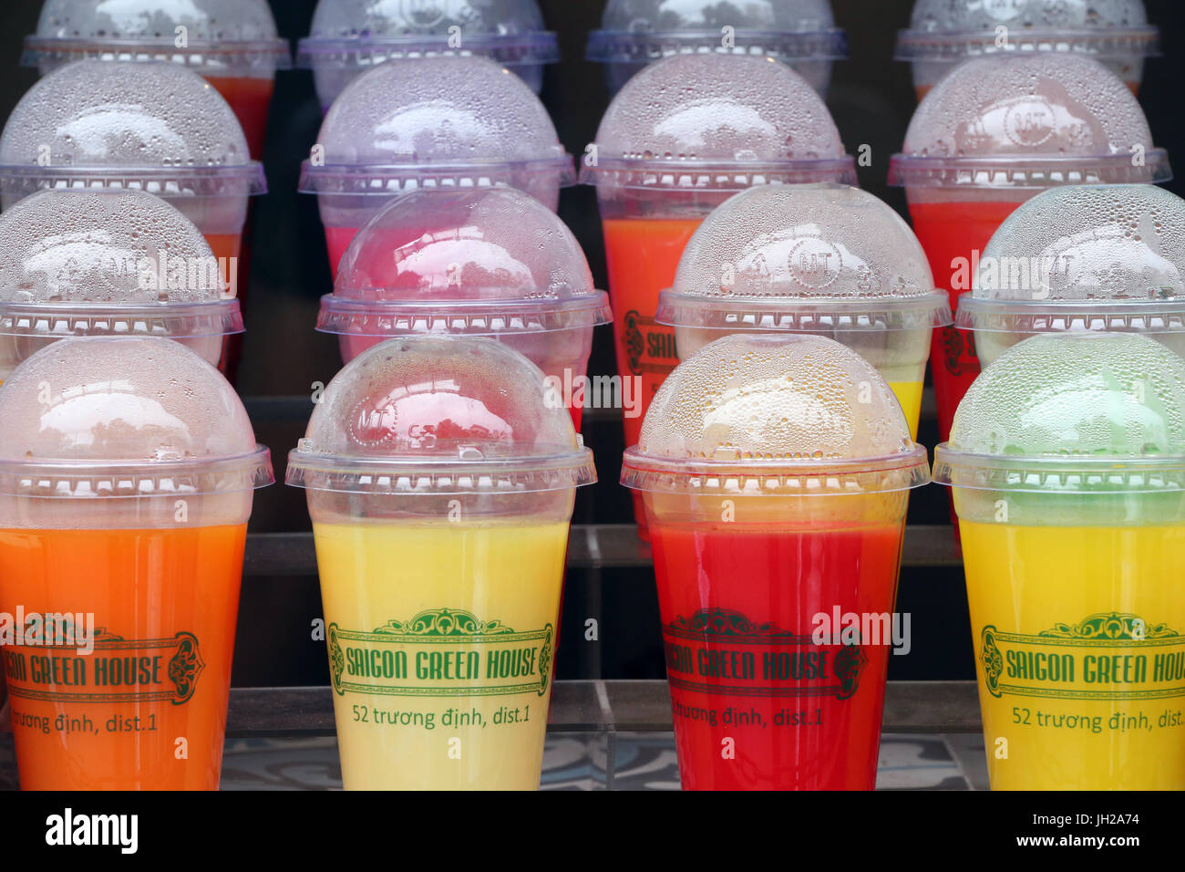 Fresh fruit juices.  Ho Chi Minh City. Vietnam. Stock Photo