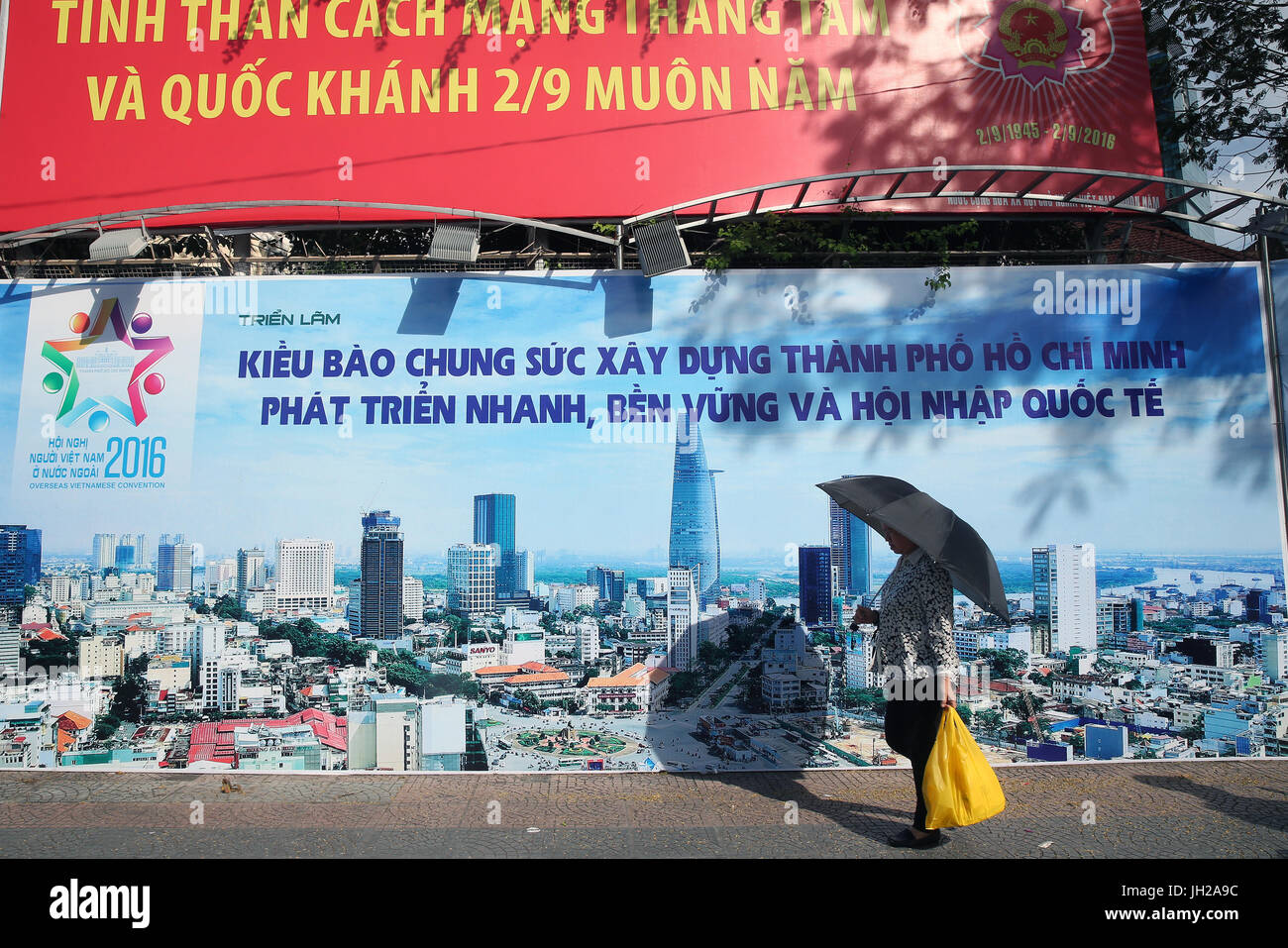 Ho Chi Minh city. Billboard advertising sign.  Vietnam. Stock Photo