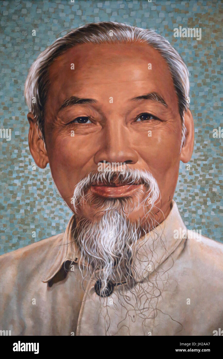 Painting of Ho Chi Minh. President (1945Ð69) of the Democratic Republic of Vietnam. Ho Chi Minh City. Vietnam. Stock Photo