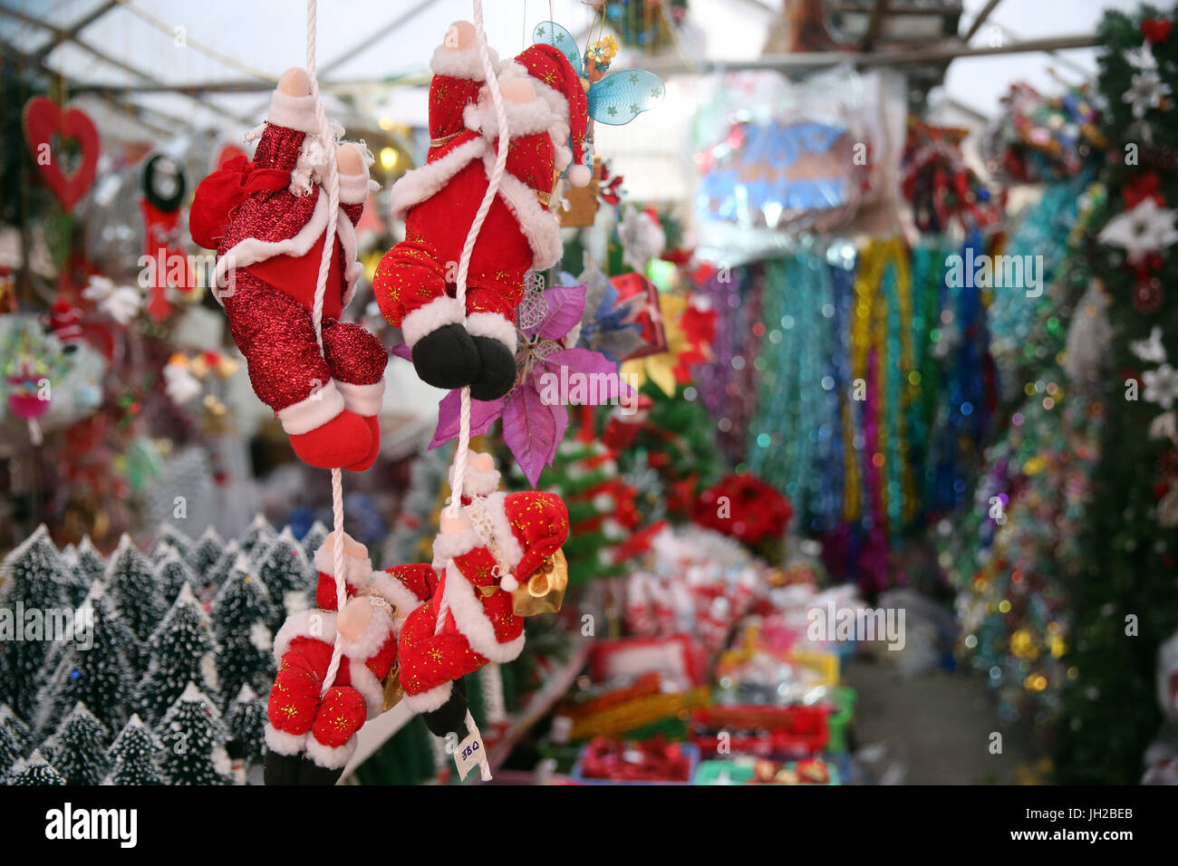 Christmas market.  Santa Claus.  Vietnam. Stock Photo