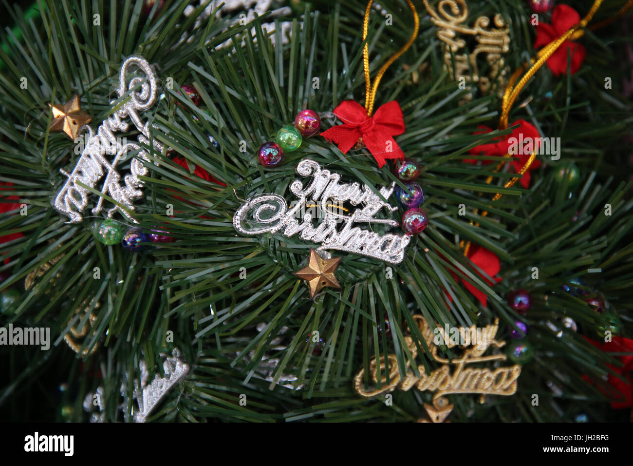 Decorated Christmas tree.  Vietnam. Stock Photo
