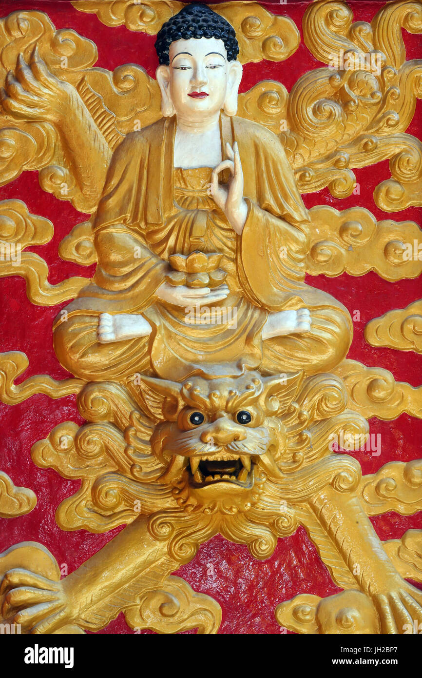 Chua On Lang taoist temple.  Buddha Amitabha.    Ho chi Minh City. Vietnam. Stock Photo