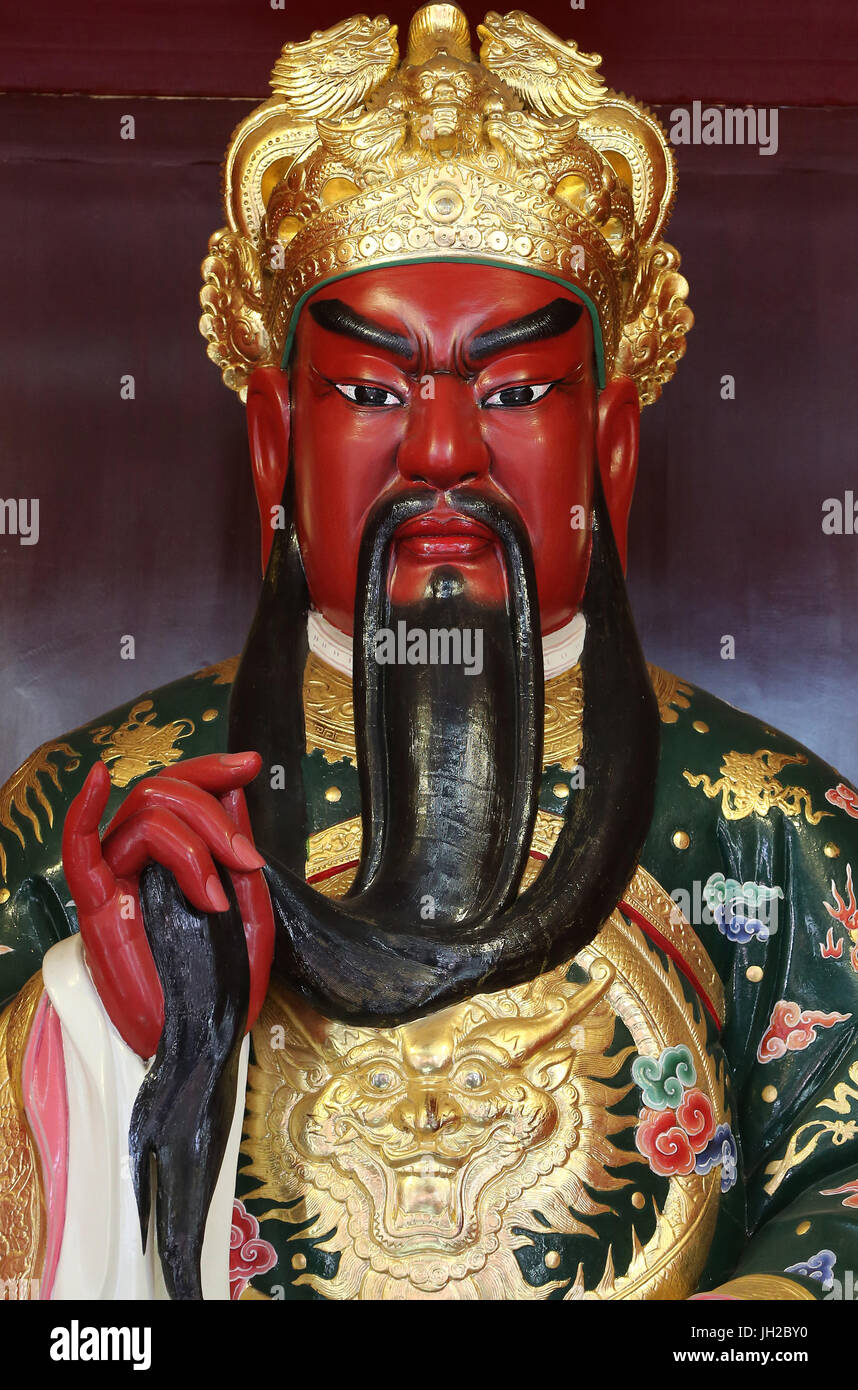 Taoist temple. Nghia An Hoi Quan pagoda. Guan Gong. Taoist deity.  Ho chi Minh City. Vietnam. Stock Photo