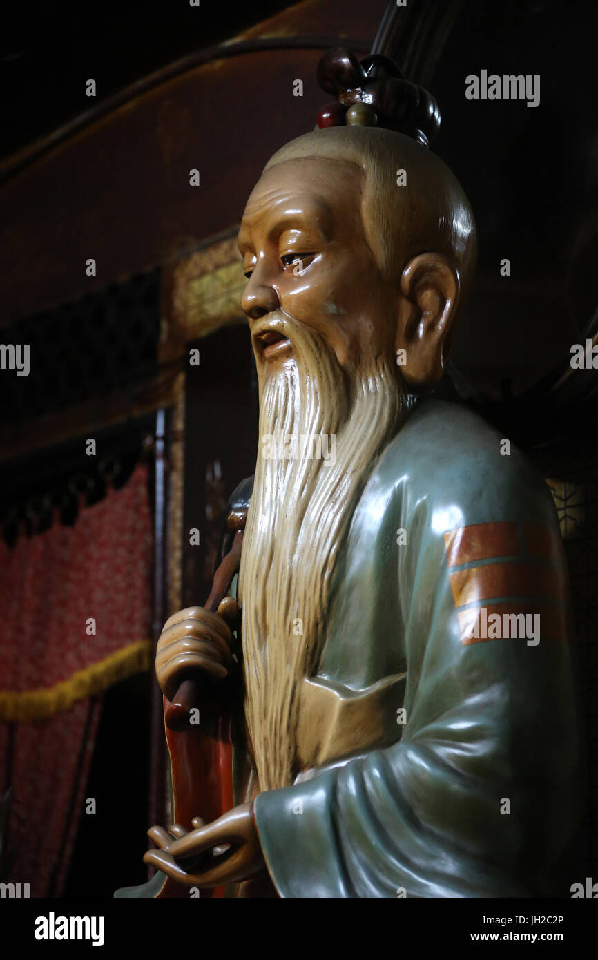Khanh Van Nam Vien Taoist pagoda.  Laozi or Lao-Tze the philosopher of Taoist author the Dao De Jing (The classic of the way and its power). Statue Ho Stock Photo