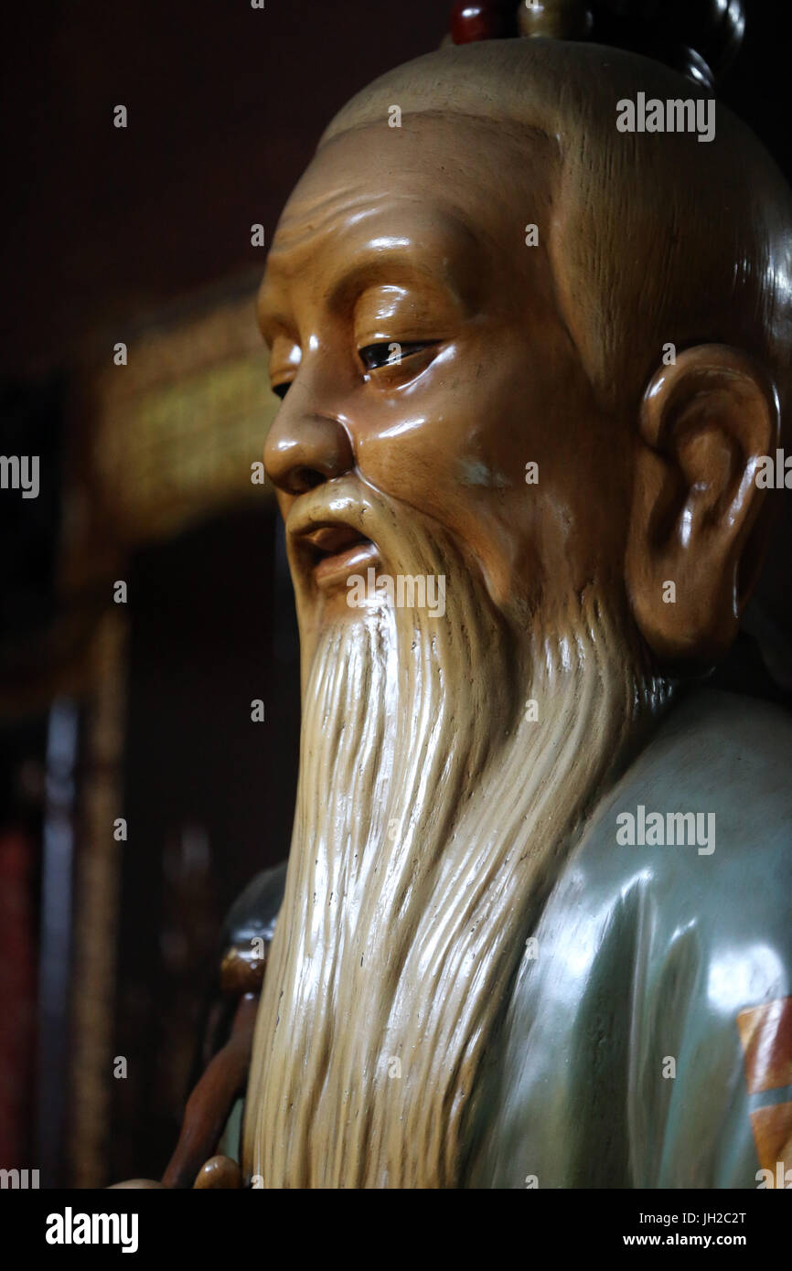 Khanh Van Nam Vien Taoist pagoda.  Laozi or Lao-Tze the philosopher of Taoist author the Dao De Jing (The classic of the way and its power). Statue Ho Stock Photo