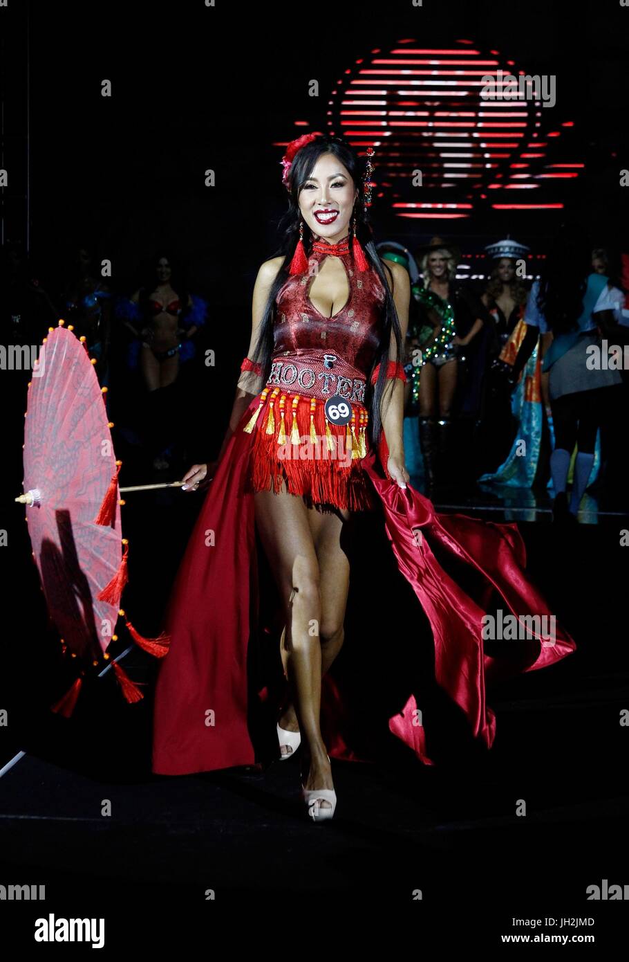 Las Vegas, NV, USA. 11th July, 2017. Aki Li, Miss Hooters of Shanghai, China in attendance for 2017 Hooters International Swimsuit Pageant Preview, Palms Casino Resort, Las Vegas, NV July 11, 2017. Credit: JA/Everett Collection/Alamy Live News Stock Photo