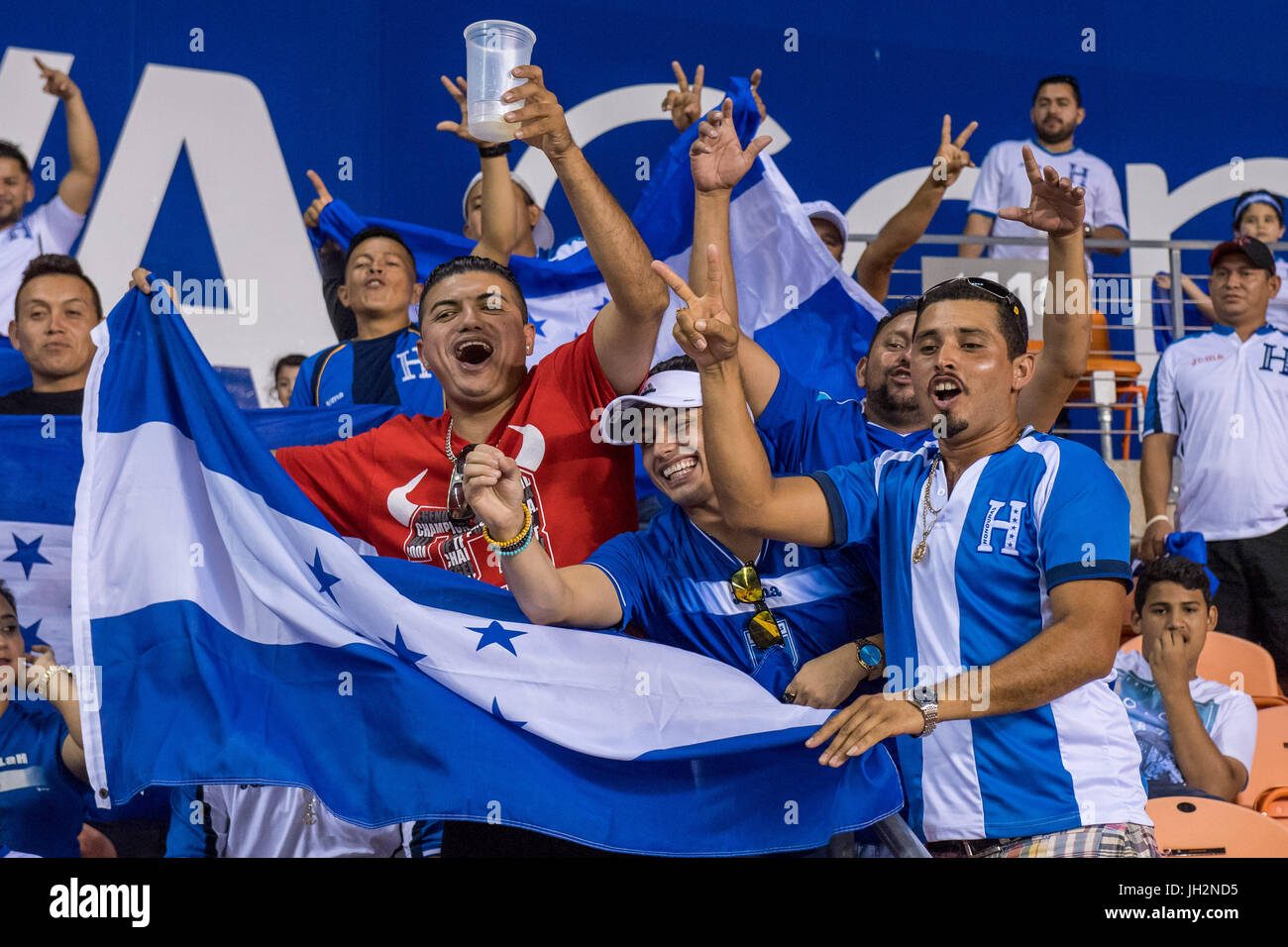 Houston, Texas, USA. 11th July, 2017. Honduras fans at an international CONCACAF Gold Cup soccer match between Honduras and French Guiana at BBVA Compass Stadium. The game ended in a 0-0 draw. Credit: Trask Smith/ZUMA Wire/Alamy Live News Stock Photo