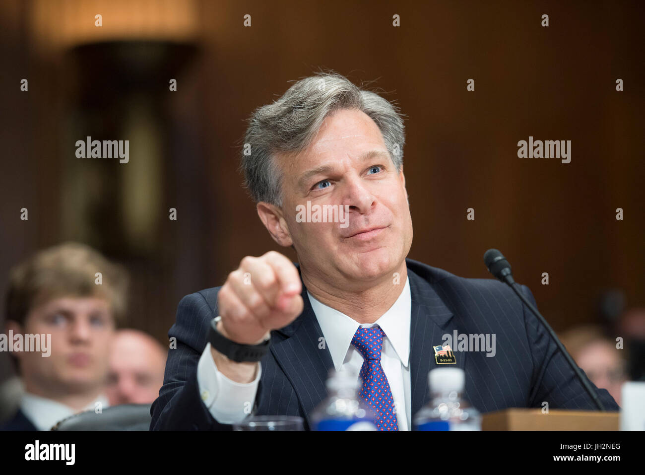 Washington, DC, July 12, 2017, USA Christopher Wray testifies at his Senate confirmation