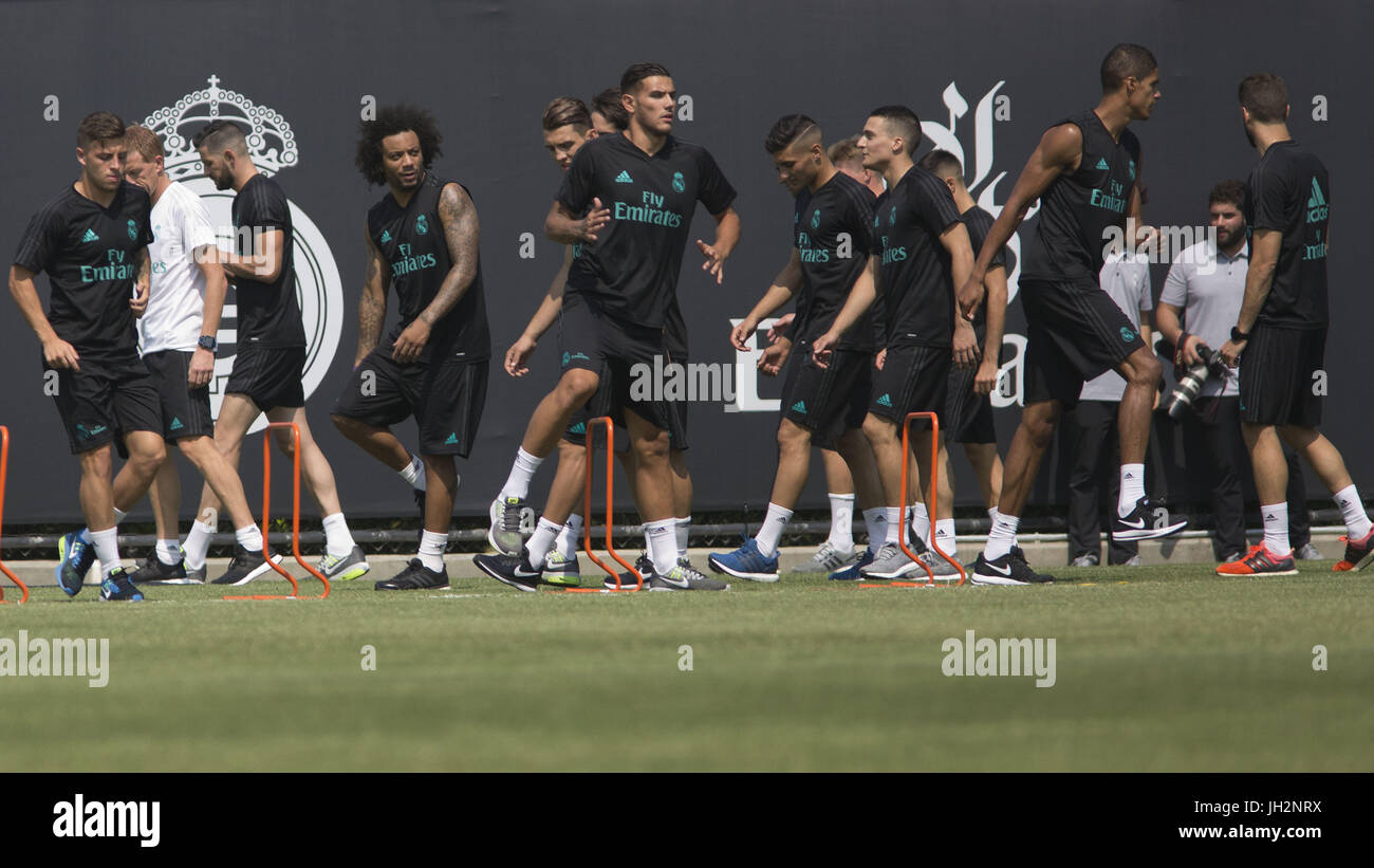 Westwood, CALIFORNIA, USA. 12th July, 2017. Real Madrid players arrive for the first day of practice at UCLA Campus today Wednesday 12 2017, in Westwood, California .ARMANDO ARORIZO. Credit: Armando Arorizo/Prensa Internacional/ZUMA Wire/Alamy Live News Stock Photo