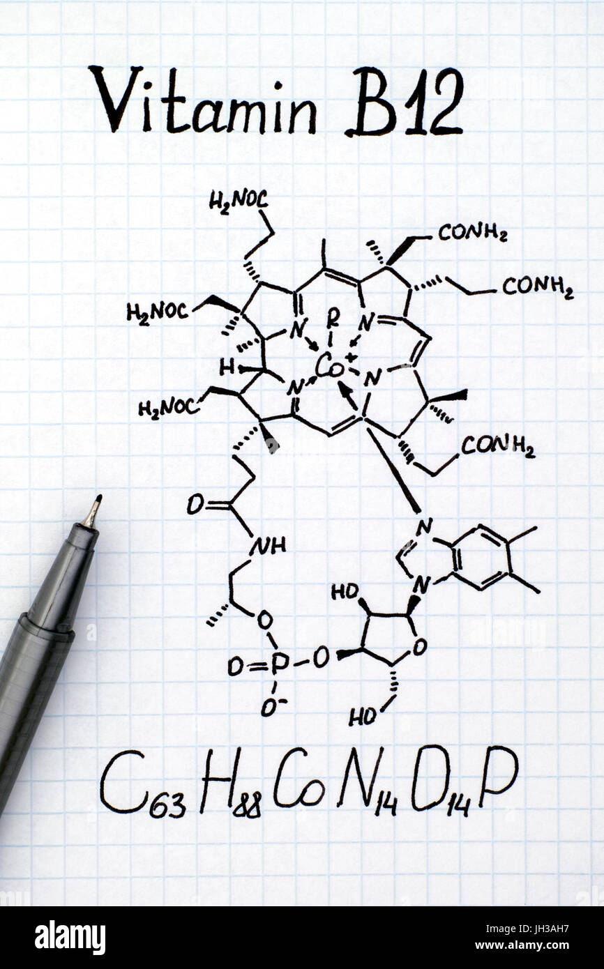 Chemical formula of Vitamin B12 with black pen Stock Photo Alamy