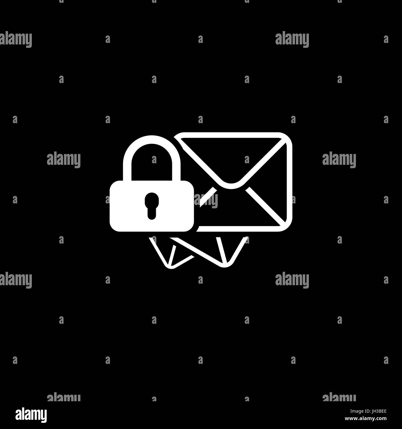 Secure Mail Icon. Flat Design. Stock Vector