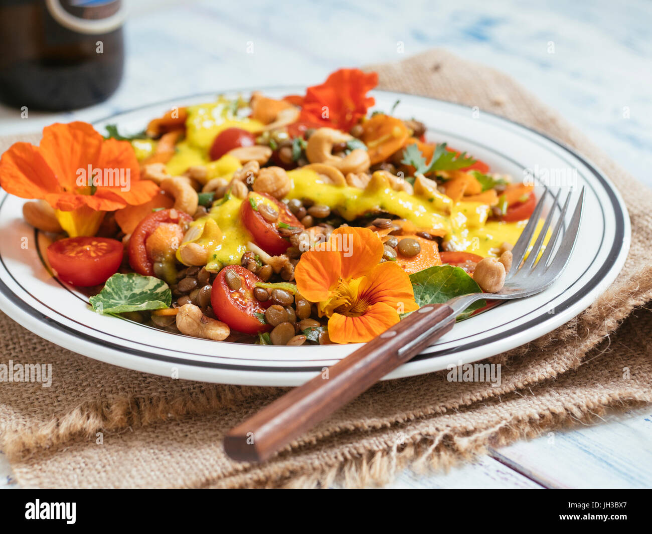 Lentil Salad with Mango Coriander Dressing Stock Photo Alamy