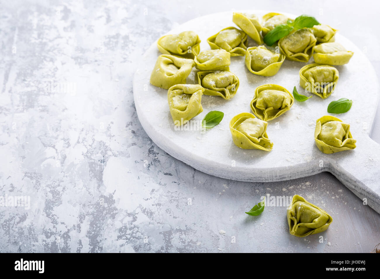 Homemade raw Italian tortelloni Stock Photo