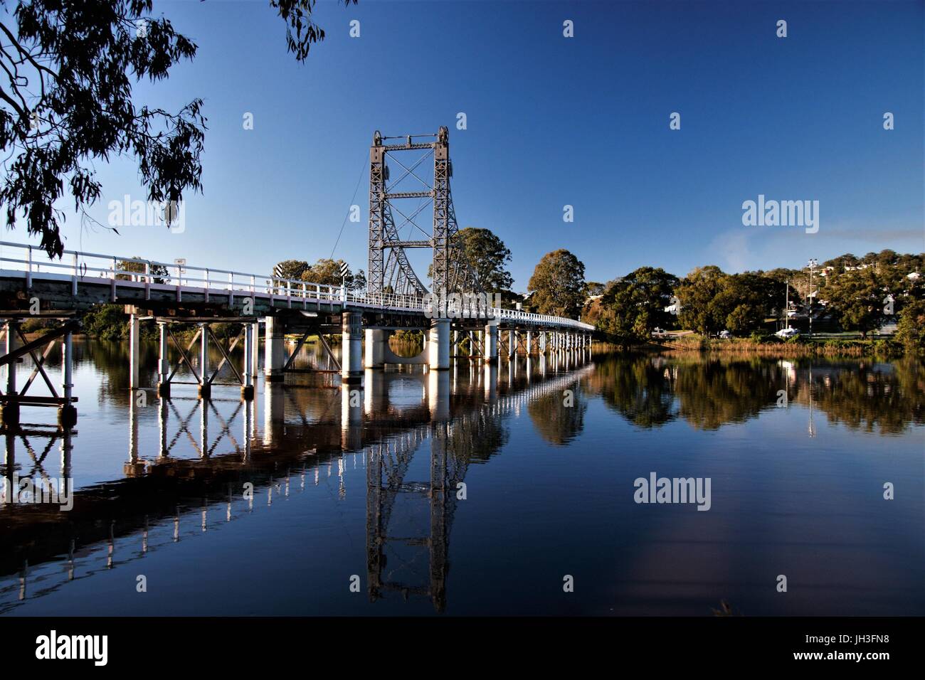 McFarlane Bridge over the South arm of the Clarence River Maclean NSW joins onto Woodford Island Stock Photo