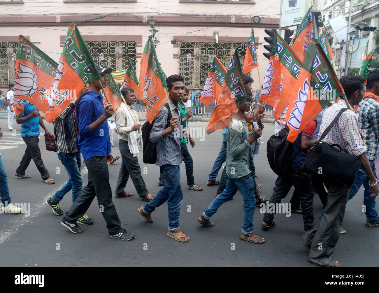 Bharatiya Janta Party OBC Morcha holds a rally demanding 27% reservation for other backward class in West Bengal government jobs. (Photo by Saikat Paul / Pacific Press) Stock Photo