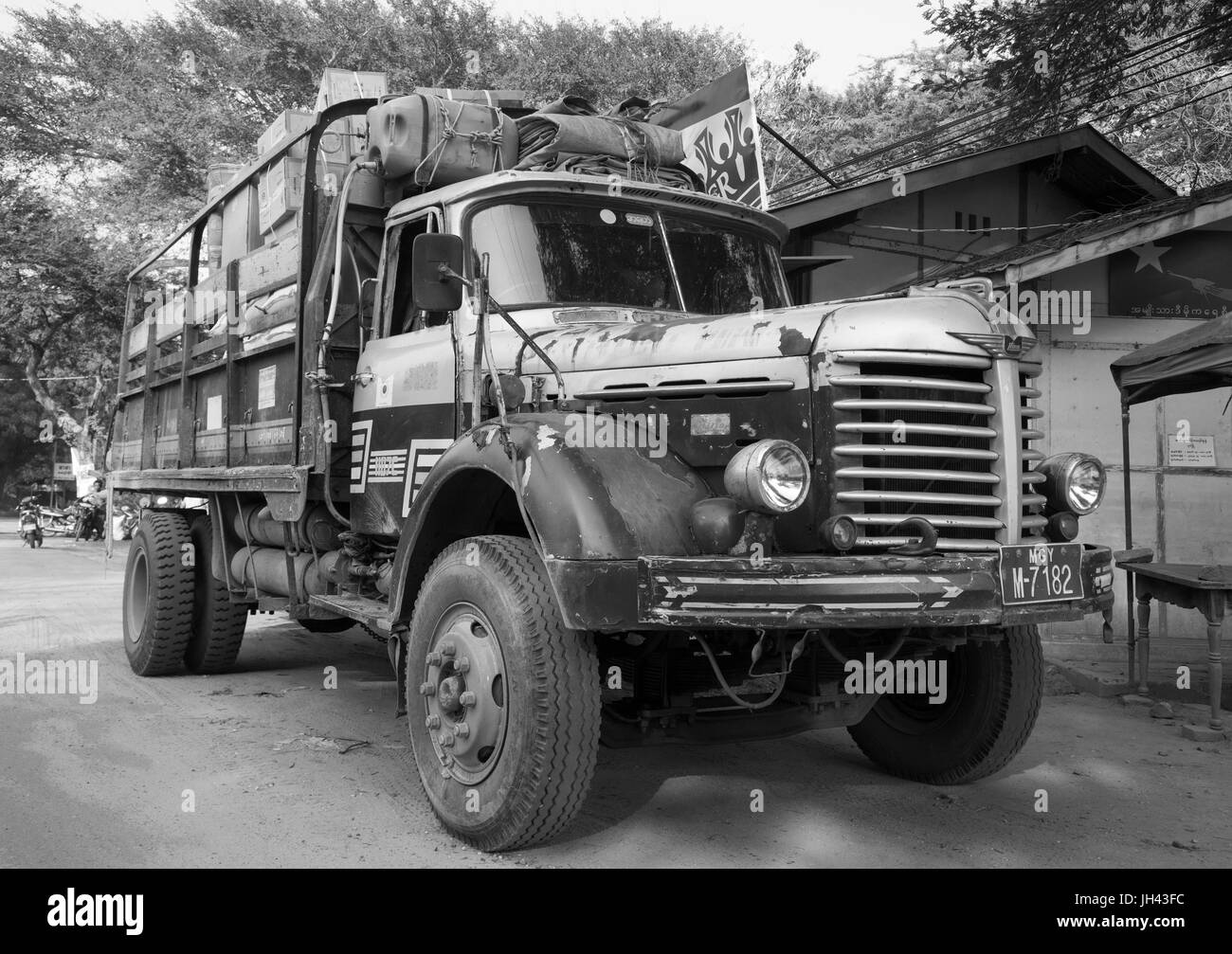 1950s vintage Hino TH10 truck. Bagan, Myanmar. Stock Photo