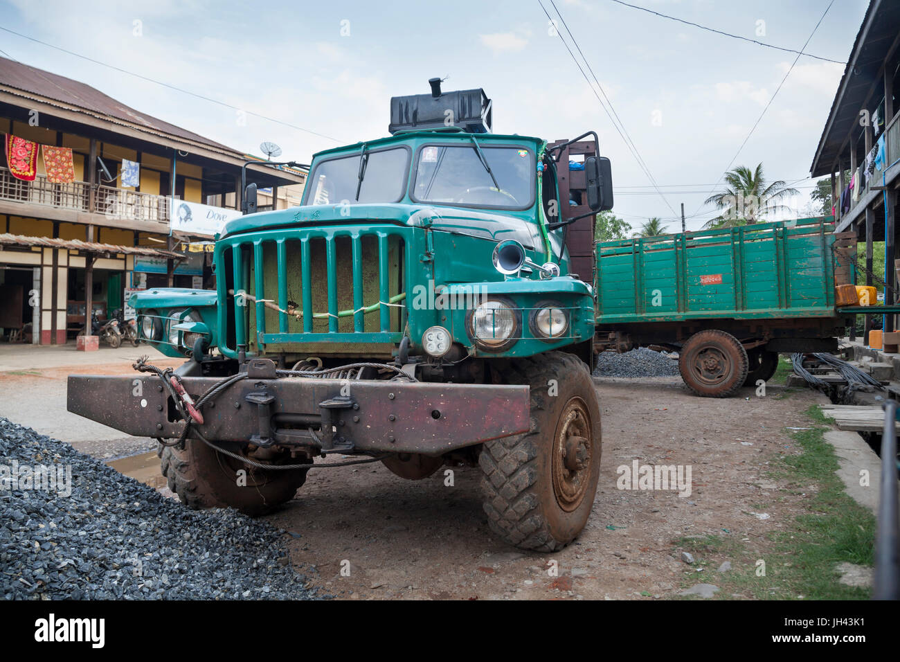 Chinese manufactured cargo truck. Hsipaw, Myanmar Stock Photo